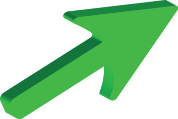 3D Green Glossy Arrow Vector Illustration