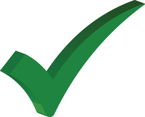 3D Green Tick Mark Success Sign Illustration