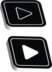 3D Isometric Play Button Vector Illustration