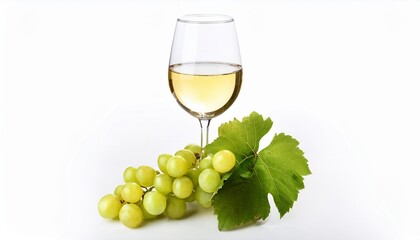 White wine, grapes, and vine leaf
