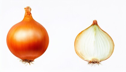 Whole and halved onion
