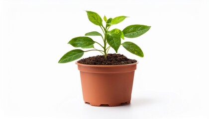 Young plant in terracotta pot