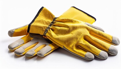 Yellow work gloves with grey palm patches