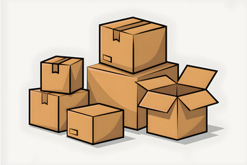 Obraz premium Cardboard boxes piling up for delivery and moving