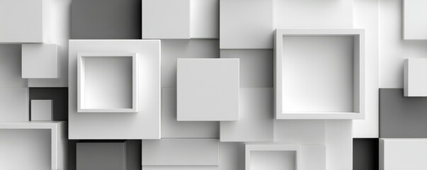 Abstract geometric background with white and gray cubes in a 3D rendering design