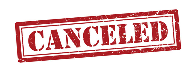 Red Grunge Canceled Stamp Illustration, Distressed Rubber Ink Effect, Rejected Approval Sign for Business Documents, Events, Orders, Payments, Official Notice Design