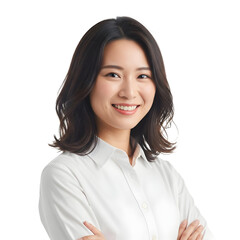 Confident young businesswoman with crossed arms smiling