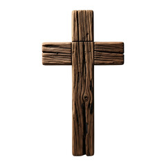 Rustic wooden cross on black background symbolizing faith