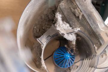 Pet grooming debris collected, Lint and dust after grooming session