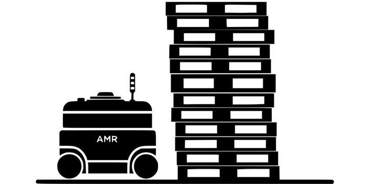 Automated Warehouse Robot AMR Logistics Silhouette