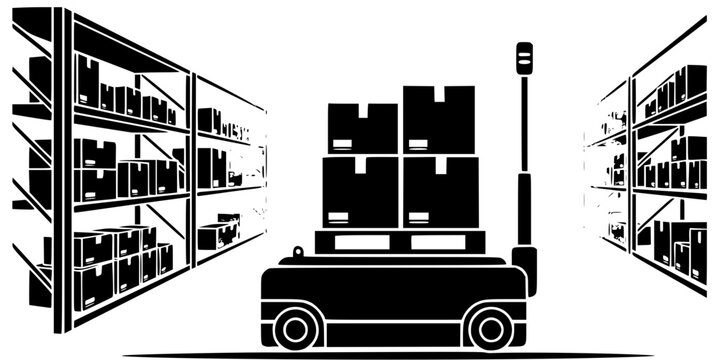 Automated Warehouse Robot AMR Logistics Silhouette