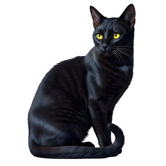 Majestic black cat with vibrant yellow eyes and sleek fur
