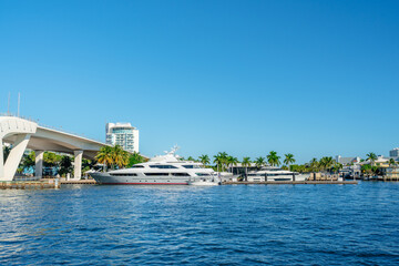 Fort Lauderdale, Florida with yacht in marina