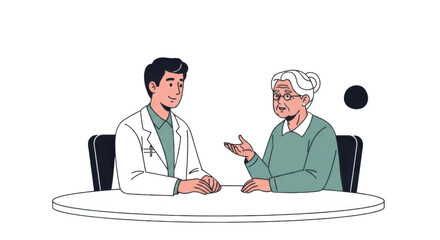 Two men talking at a table isolated on transparent background