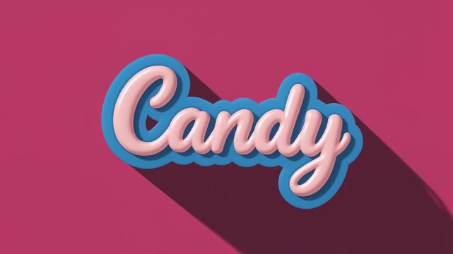 Sweet Candy Text Effect with Long Shadow on Pink Background.