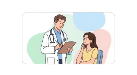 Doctor and patient consultation isolated on transparent background