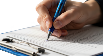 hand with pen and notebook