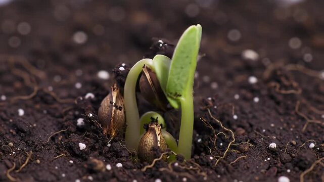 Seed sprouting from soil.