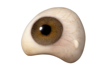 Detailed eyeball with brown iris on a transparent background image.