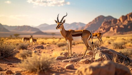 An antelope stands in sunlit silence—grace shaped in horn, stripe, and quiet endurance.