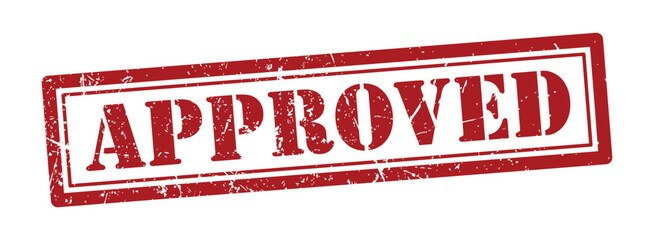 Red Grunge Approved Stamp Illustration, Distressed Rubber Ink Effect, Accepted Confirmation Sign for Business Documents, Orders, Payments, Validation, Official Approval Design