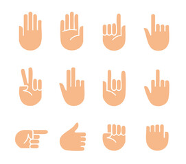 Hand Gestures and Communication Signs Icon Set