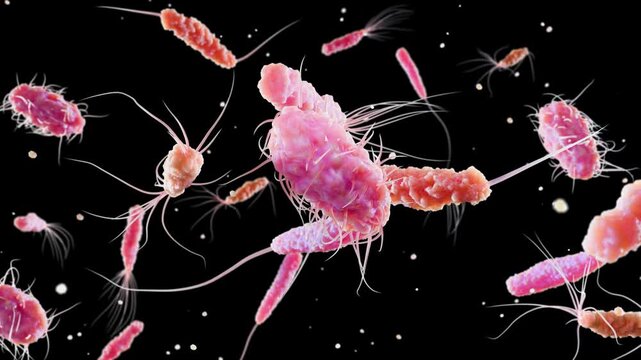 Bacteria with Different Flagella Types, Monotrichous, Amphitrichous, Lophotrichous, Peritrichous, Medical Microbiology animation, Motile Bacterial Cells, Rod-Shaped and Spiral Bacteria, Microscopic An