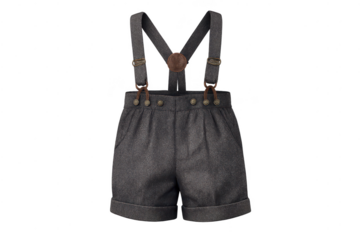 Shorts with suspenders, children's apparel on transparent background.