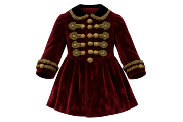 Red Velvet Coat with Gold Embellishments transparent background Image