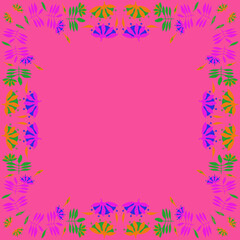 Stylized colored branch, flower. Hand drawn.