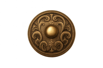 Ornate Bronze Medallion on a transparent background, Detailed Design