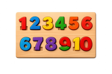 Colorful Numbers Puzzle on transparent background for early learning
