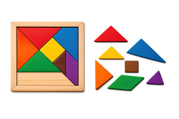 Colorful Tangram Puzzle with a transparent background Composition Art