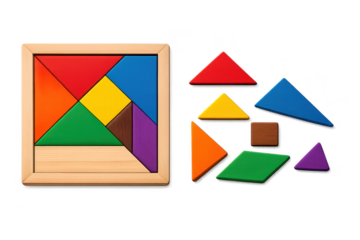 Colorful Tangram Puzzle with a transparent background Composition Art