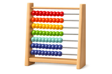 Colorful abacus, wooden frame, beads, math tool, transparent background