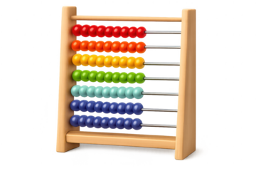 Colorful abacus, wooden frame, beads, math tool, transparent background