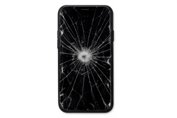 Cracked smartphone screen isolated with transparent background render