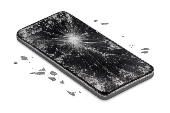 Broken phone screen with a transparent background for versatile uses.