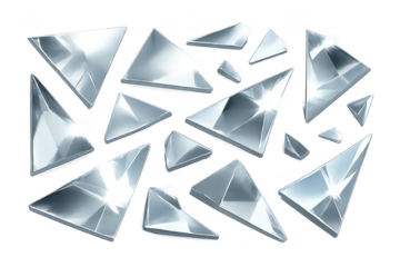 Abstract shards with a transparent background and triangle motif art.