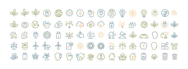 Extensive collection of eco-friendly and energy icons Keywords: eco, friendly, energy, icon. Vector illustration.