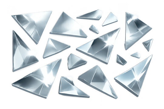 Abstract shards with a transparent background and triangle motif art. - Powered by Adobe