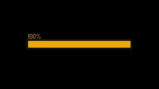 Progress Bar At 100% On Black Background For Digital UI Concept