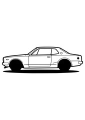 Naklejka premium Elegant Car Silhouette Line Art Vector