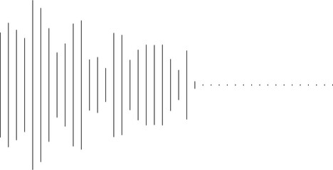 Abstract sound wave visualization with vertical bars of varying heights and shades of gray on a