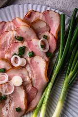 Sliced boiled smoked pork or ham