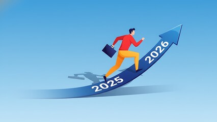 3D cartoon illustration of a successful businessman surfing on a money arrow sign over the blue ocean water toward a business sky concept 2026