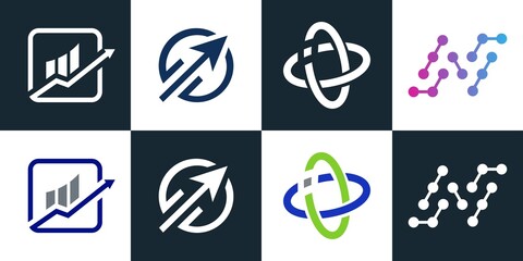 Set of technology logo design. symbol tech, internet, system, Artificial Intelligence and computer. inspiration logo design modern.