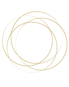 Gold abstract flowing lines creating overlapping circles. Vector illustration