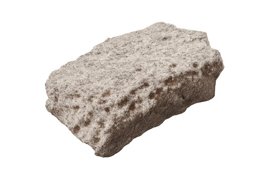 Porous stone block on transparent background for design resources.