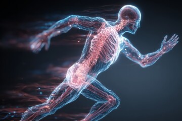 Detailed Illustration of Human Anatomy Showing Motion and Kinetic Energy in 8K Resolution With Focus on Dynamic Posture and Movement
